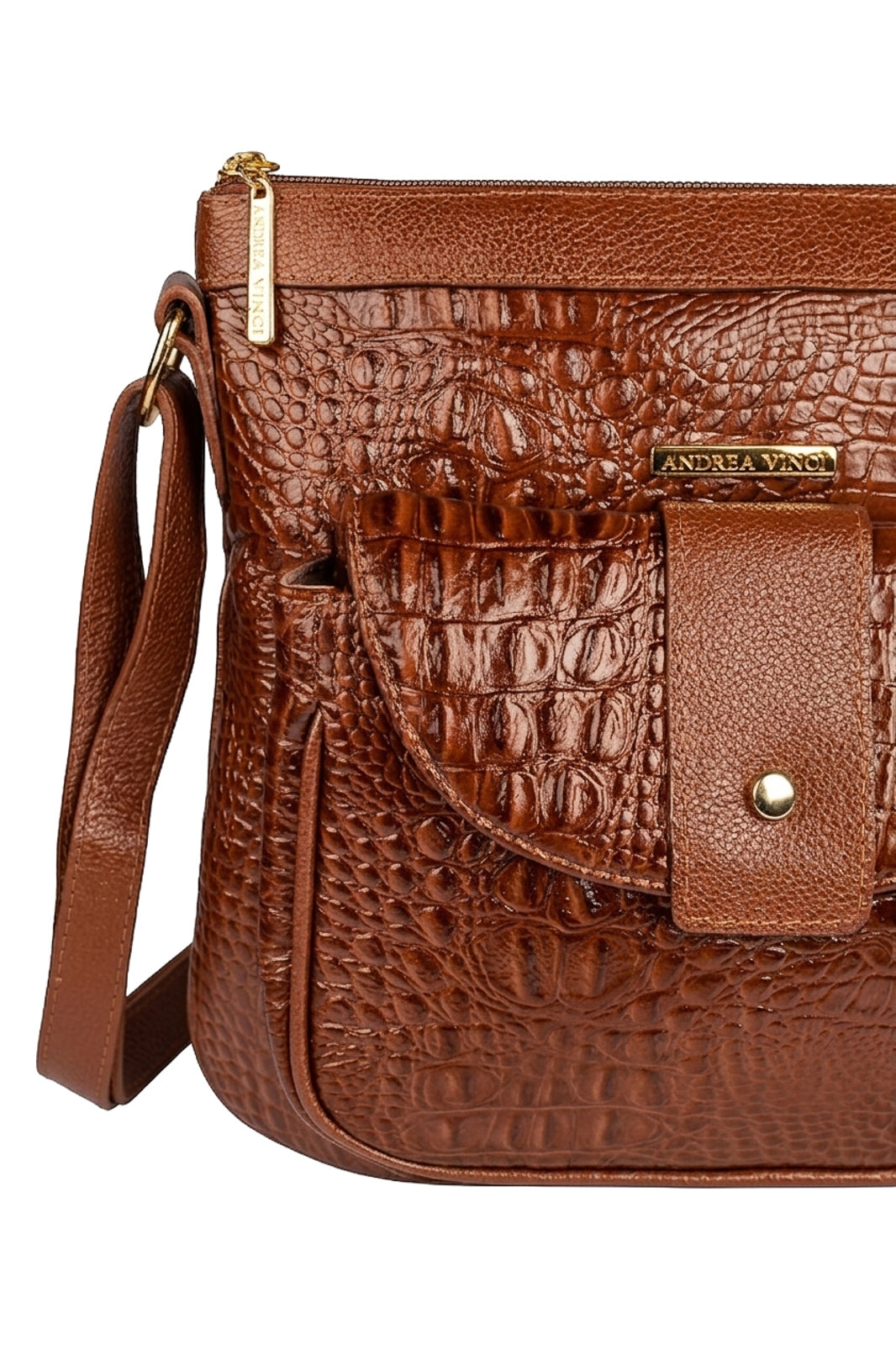 Bolsa tiracolo de couro croco Elis