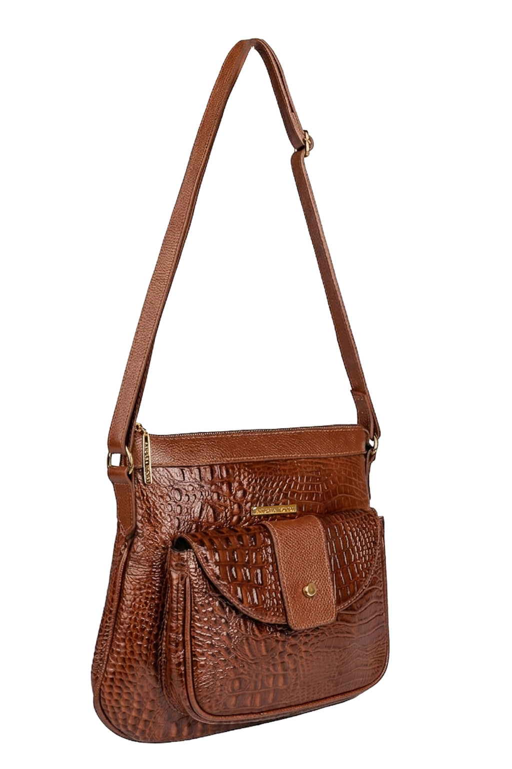 Bolsa tiracolo de couro croco Elis