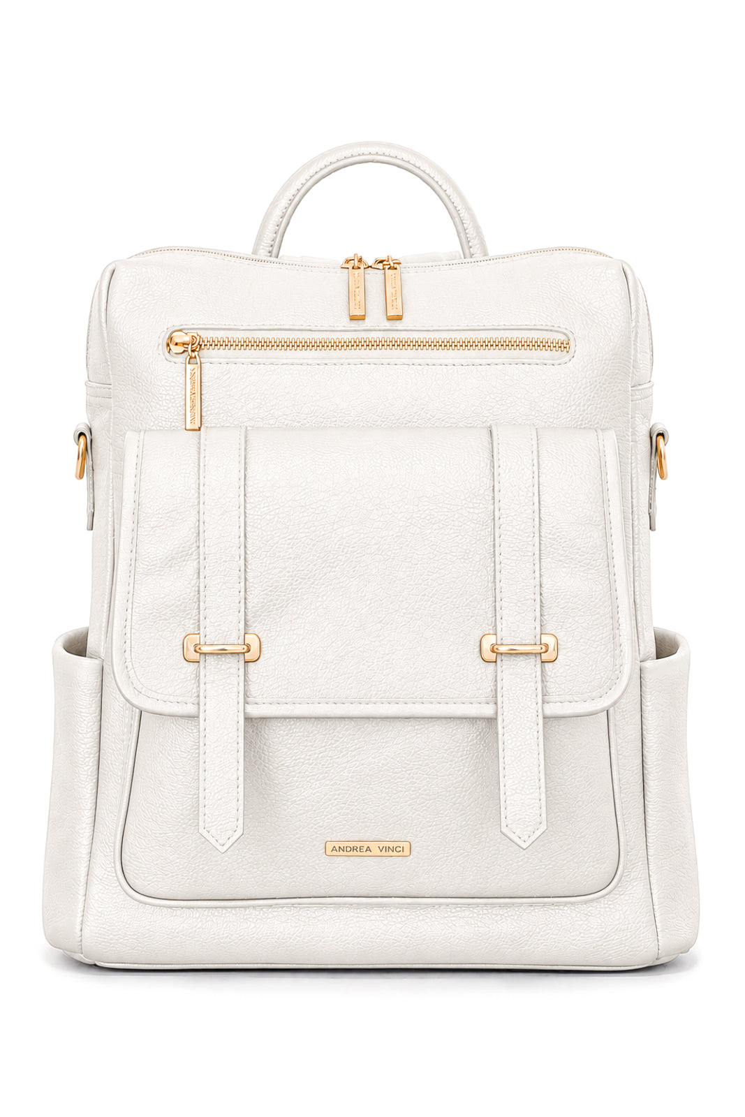 Mochila feminina em couro liso Dora na cor marfim — Enluaze