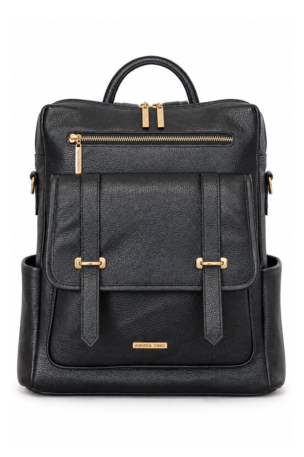 Mochila feminina em couro liso Dora na cor preto — Enluaze
