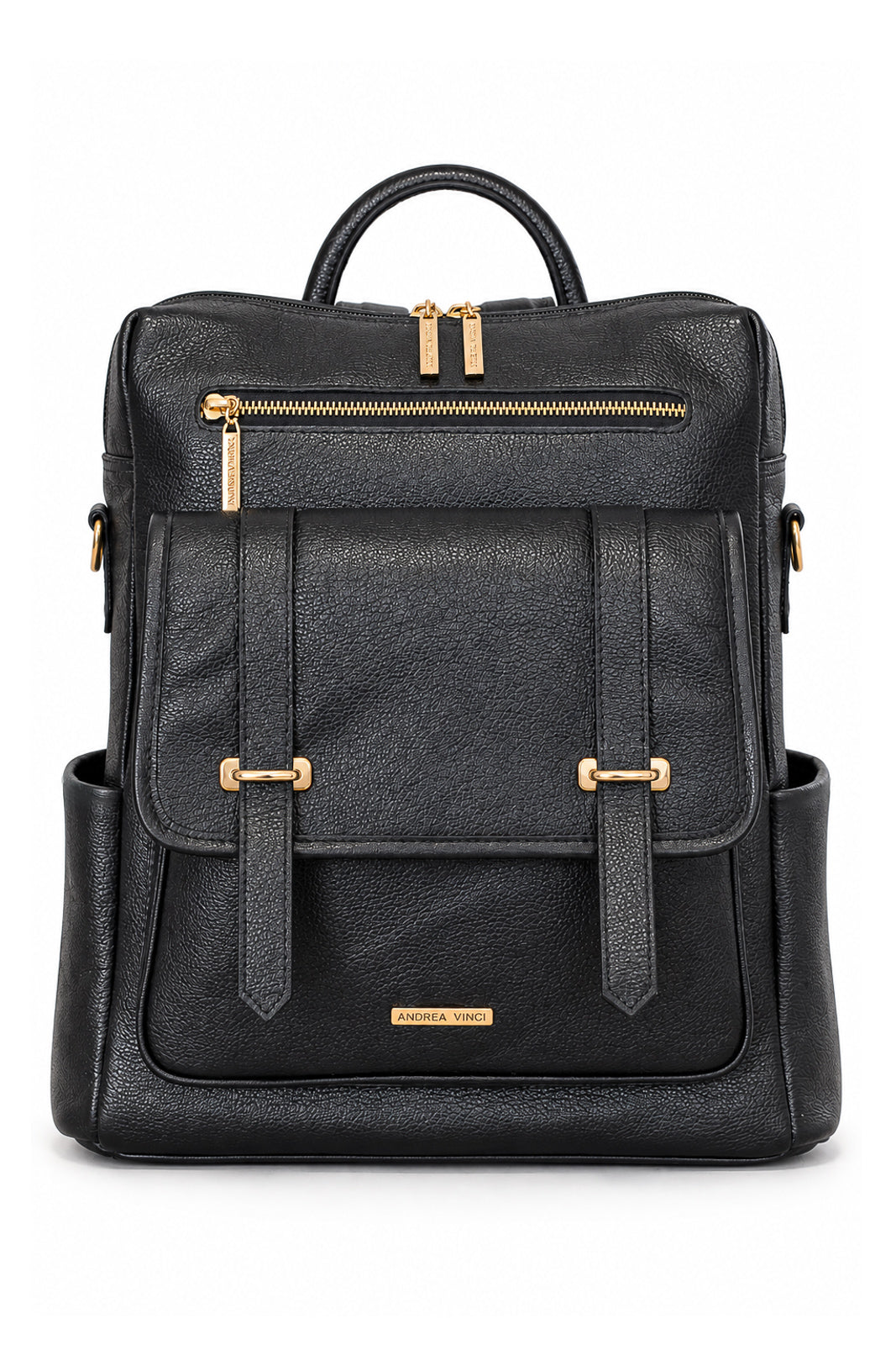 Mochila feminina em couro liso Dora na cor preto — Enluaze