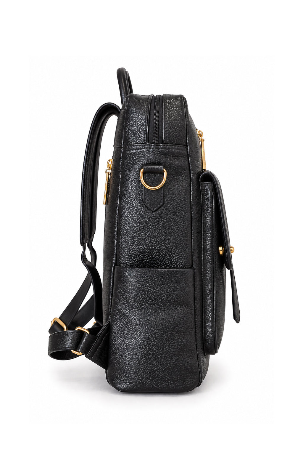 Mochila feminina em couro liso Dora na cor preto — Enluaze, foto 3