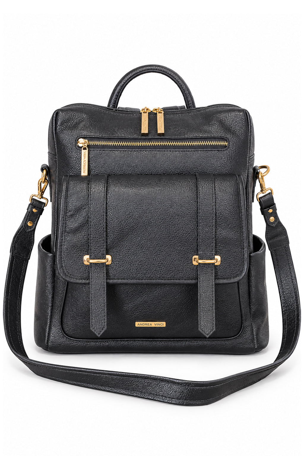 Mochila feminina em couro liso Dora na cor preto — Enluaze, foto 5