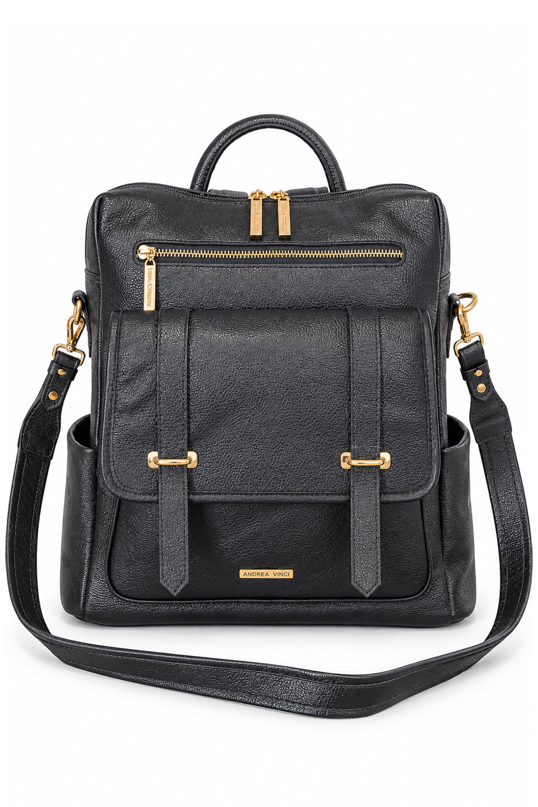 Mochila feminina em couro liso Dora na cor preto — Enluaze, foto 5