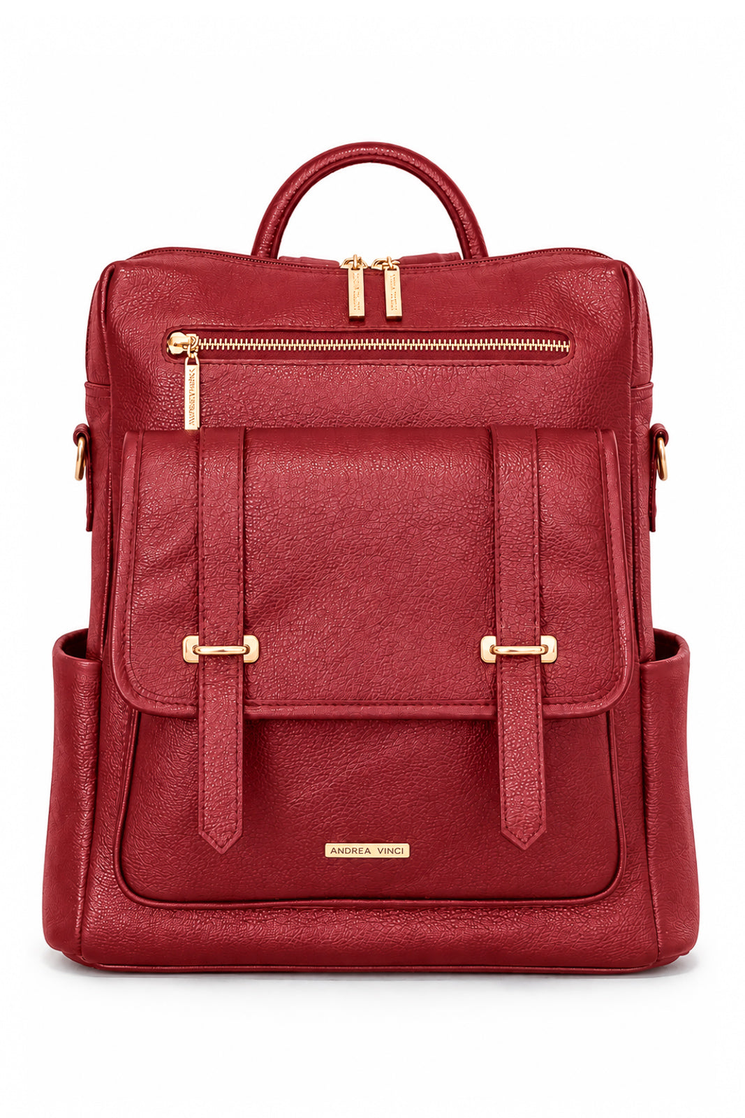 Mochila feminina em couro liso Dora na cor vermelho — Enluaze