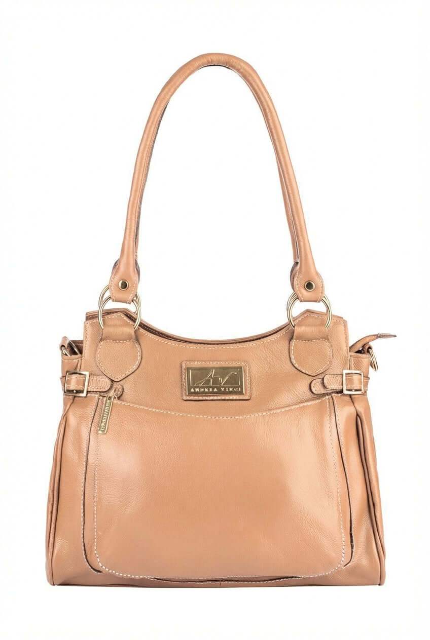 Bolsa grande de couro liso Lúcia - Enluaze