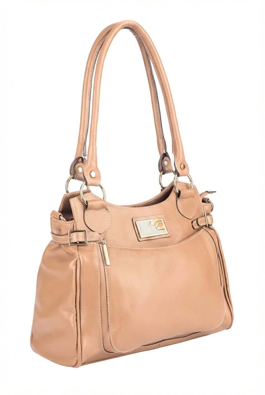 Bolsa grande de couro liso Lúcia - Enluaze