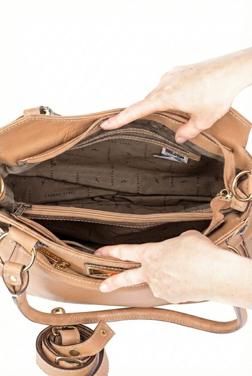 Bolsa grande de couro liso Lúcia - Enluaze