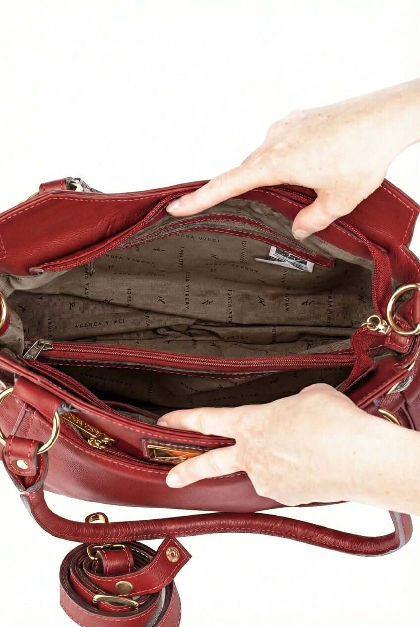 Bolsa grande de couro liso Lúcia - Enluaze