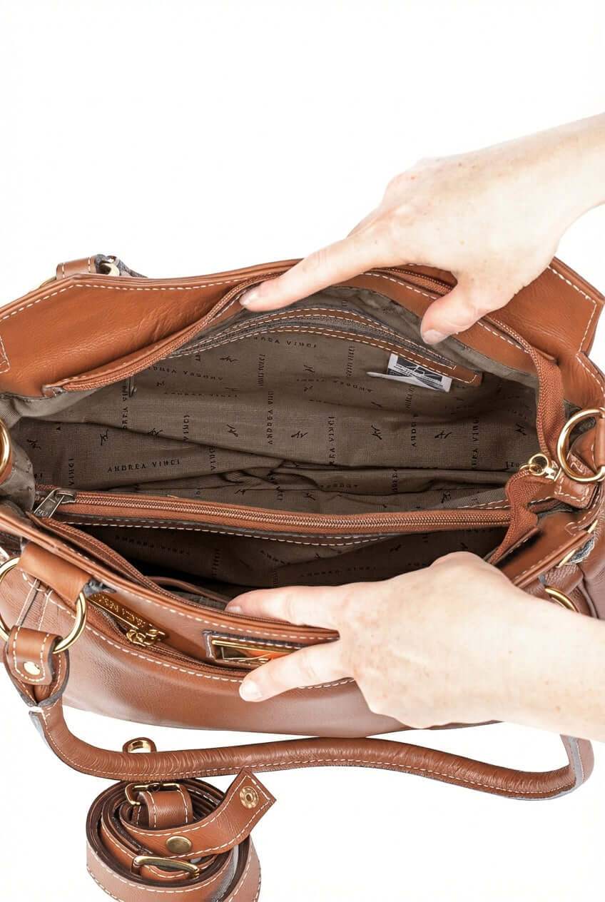 Bolsa grande de couro liso Lúcia - Enluaze