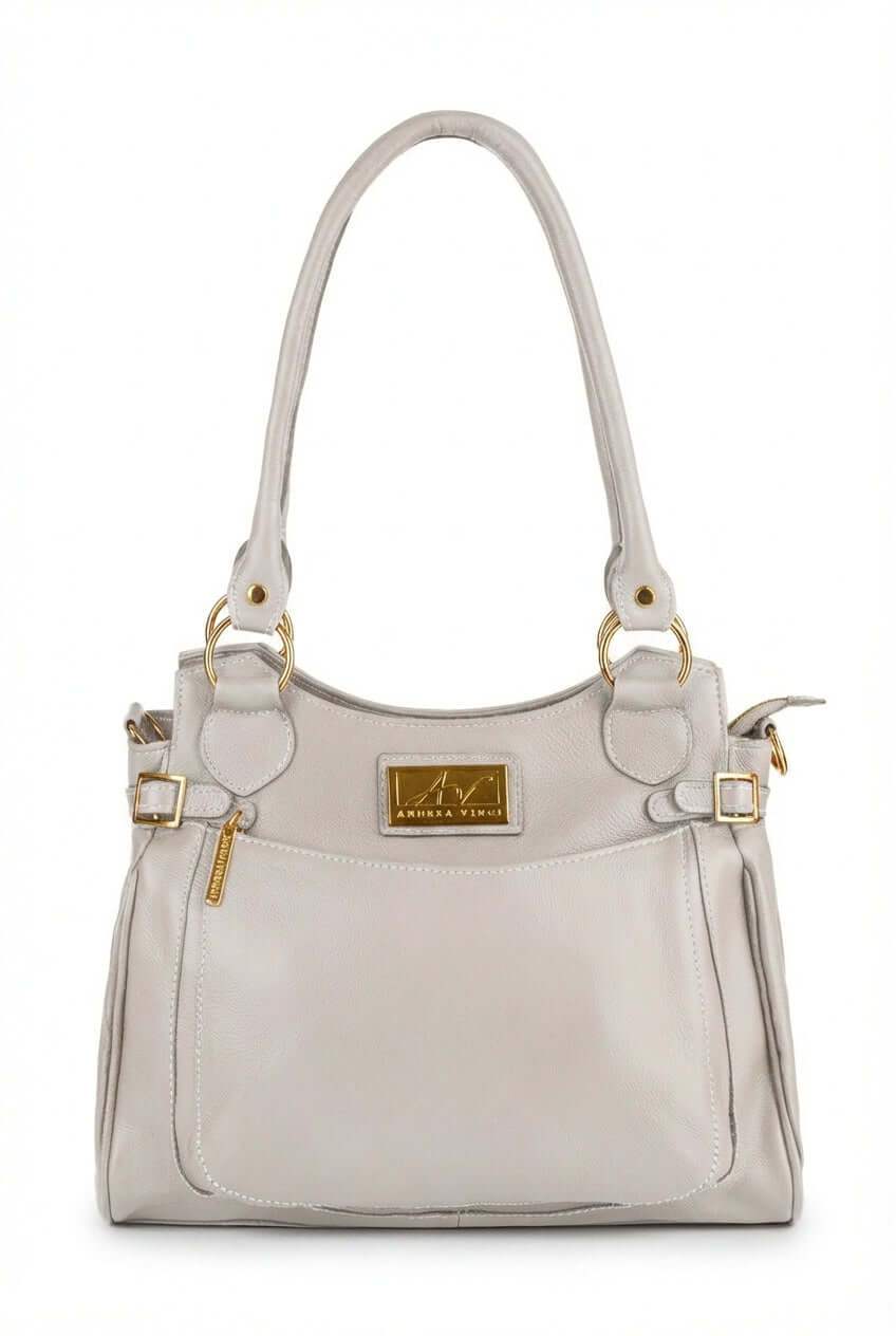 Bolsa grande de couro liso Lúcia - Enluaze