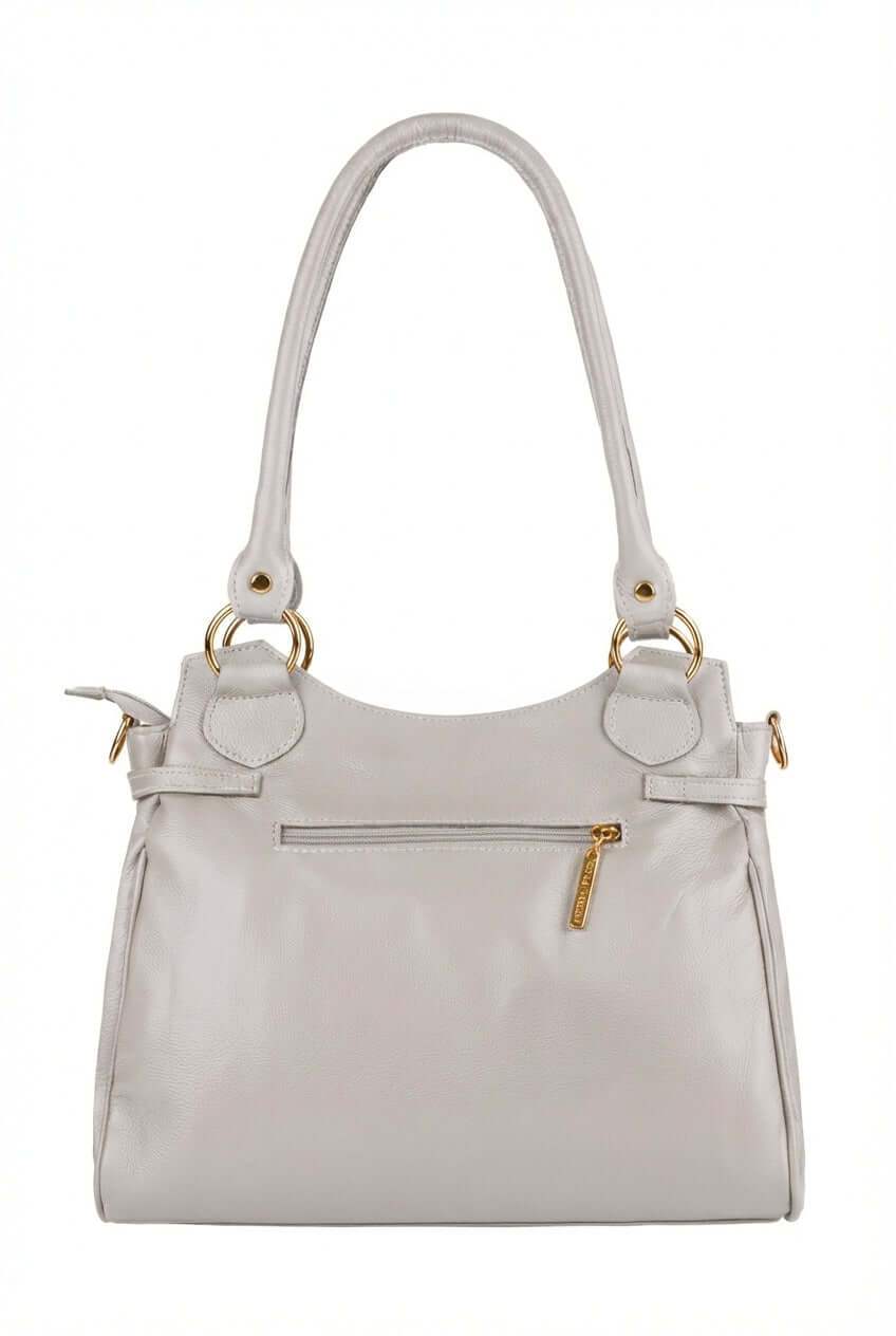 Bolsa grande de couro liso Lúcia - Enluaze