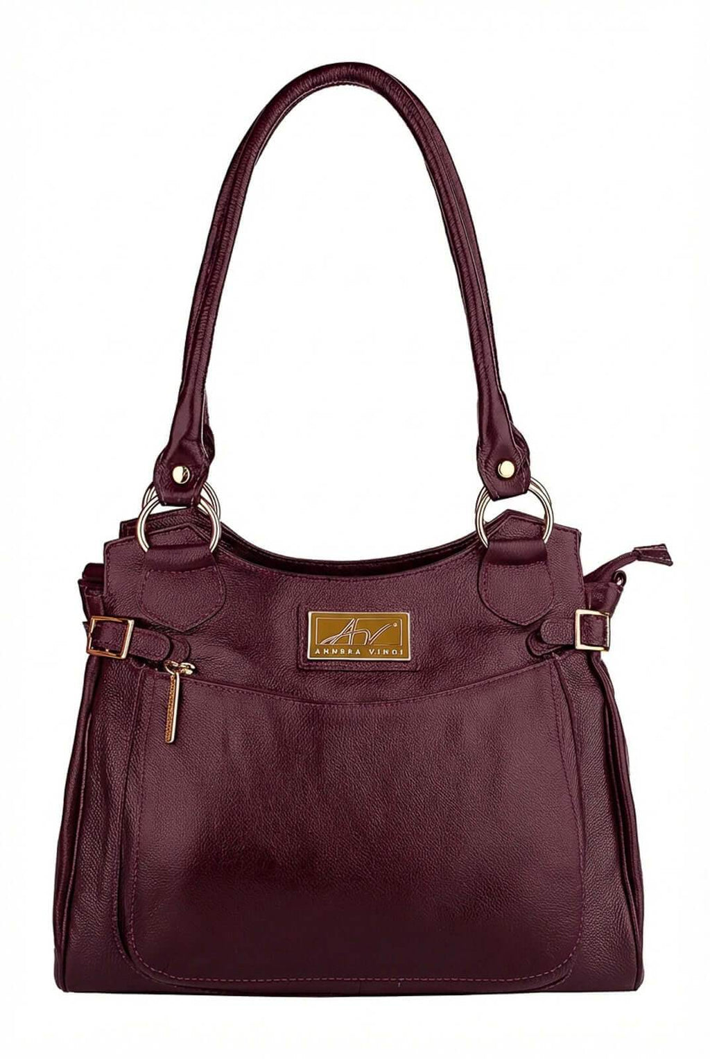 Bolsa grande de couro liso Lúcia - Enluaze