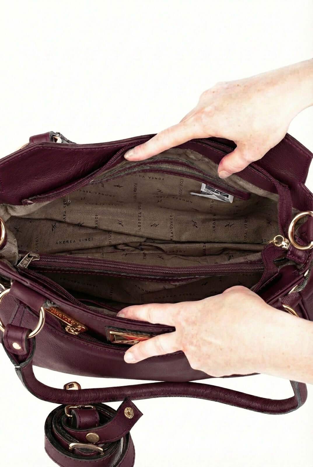 Bolsa grande de couro liso Lúcia - Enluaze