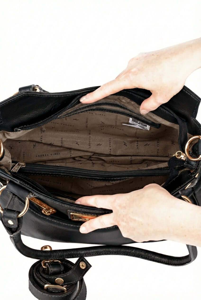 Bolsa grande de couro liso Lúcia - Enluaze