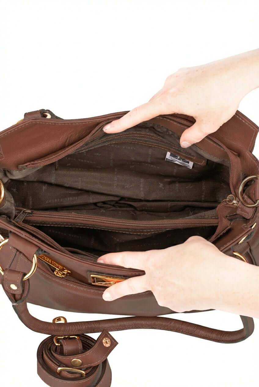 Bolsa grande de couro liso Lúcia - Enluaze