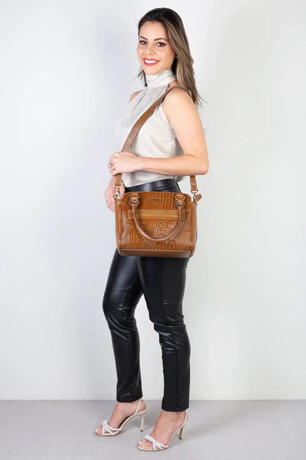 Bolsa de couro croco Amélia - Enluaze