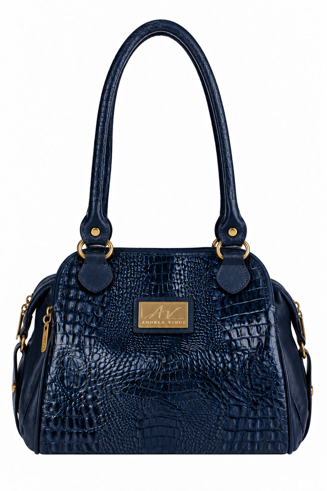 Bolsa de ombro em couro croco Simone na cor azul — Enluaze