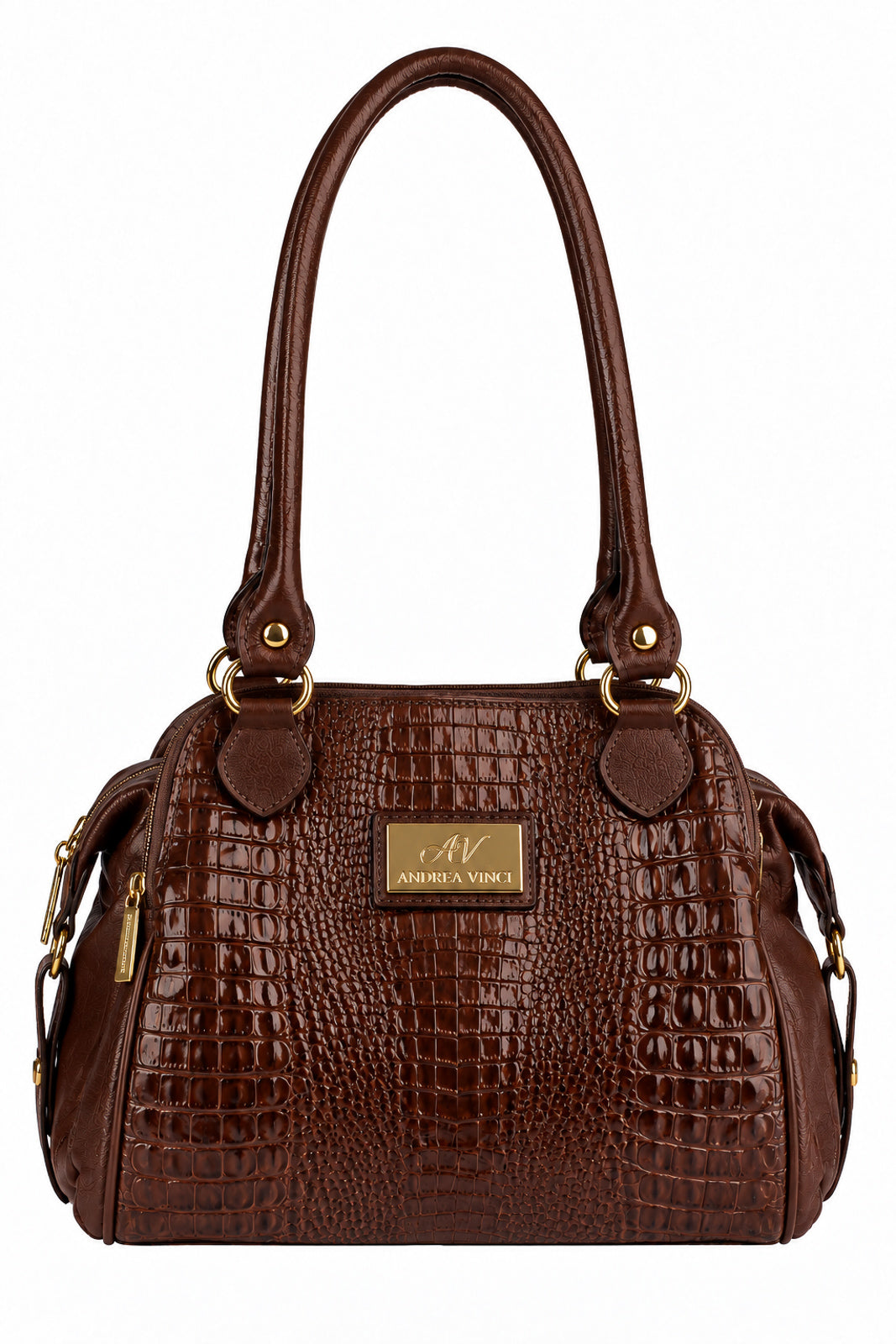 Bolsa de ombro em couro croco Simone na cor café — Enluaze
