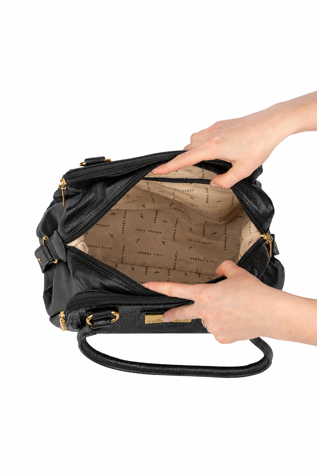 Bolsa de ombro em couro croco Simone na cor preto — Enluaze, foto 3