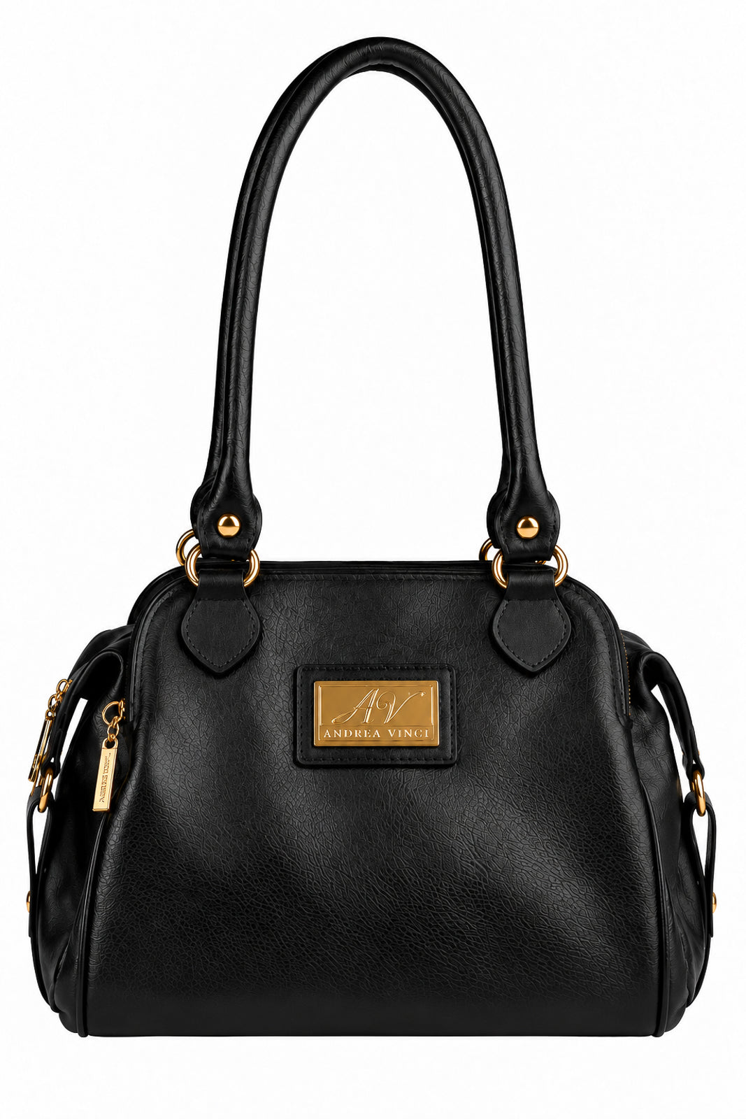 Bolsa de ombro em couro liso Simone na cor preto — Enluaze