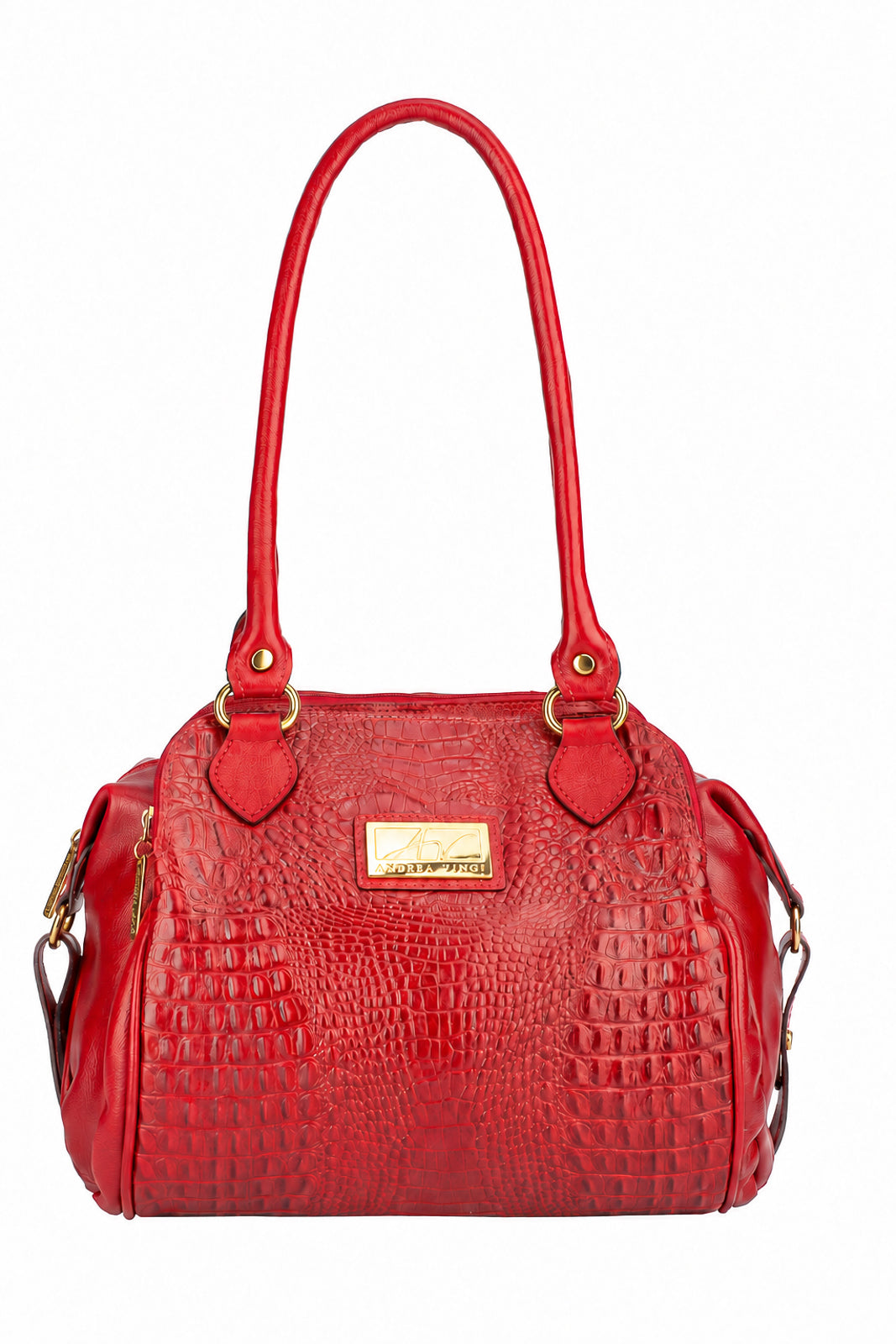 Bolsa de ombro em couro croco Simone na cor vermelho — Enluaze