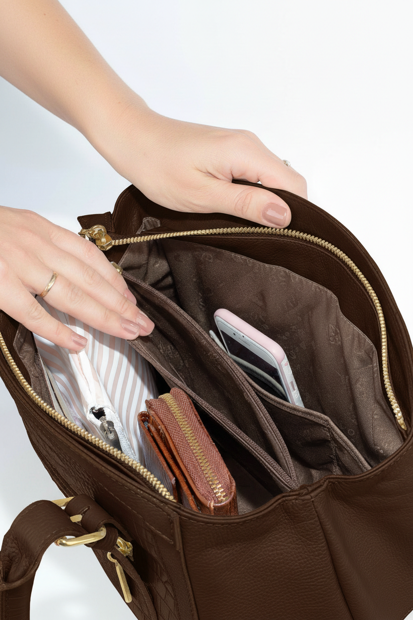 Bolsa de ombro em couro croco Sônia