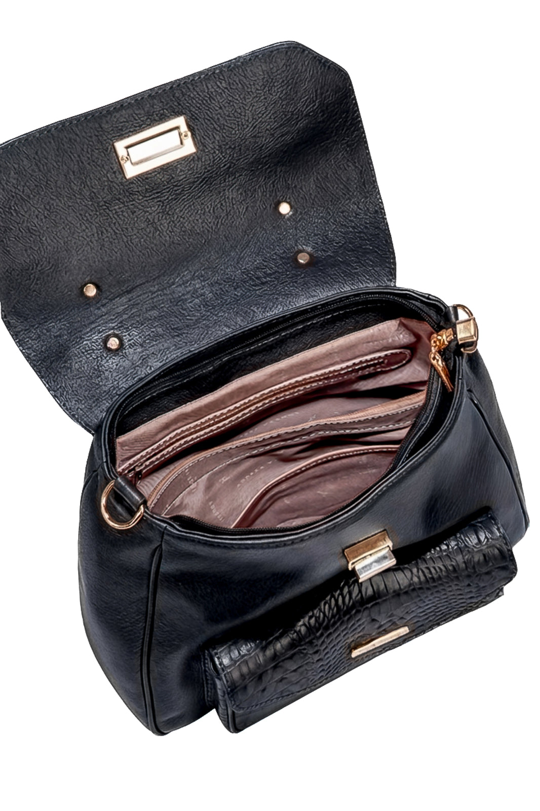 Mochila 2 em 1 de couro croco Joanna