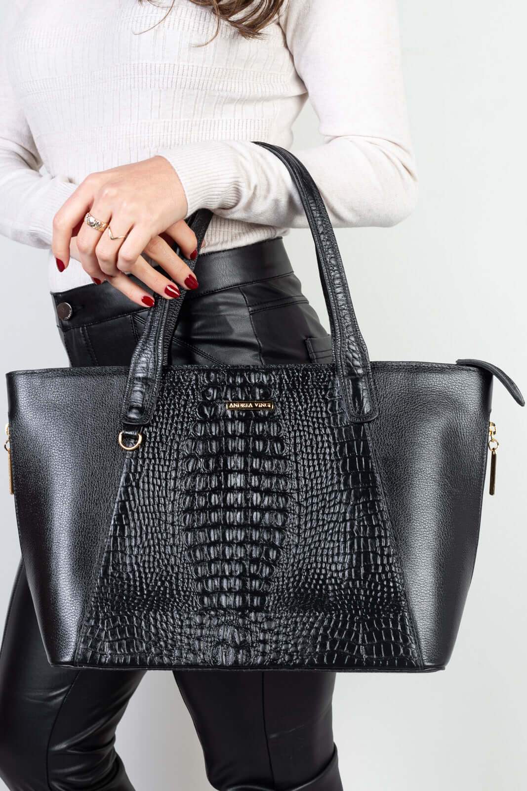 Bolsa feminina de couro croco Audrey - Enluaze