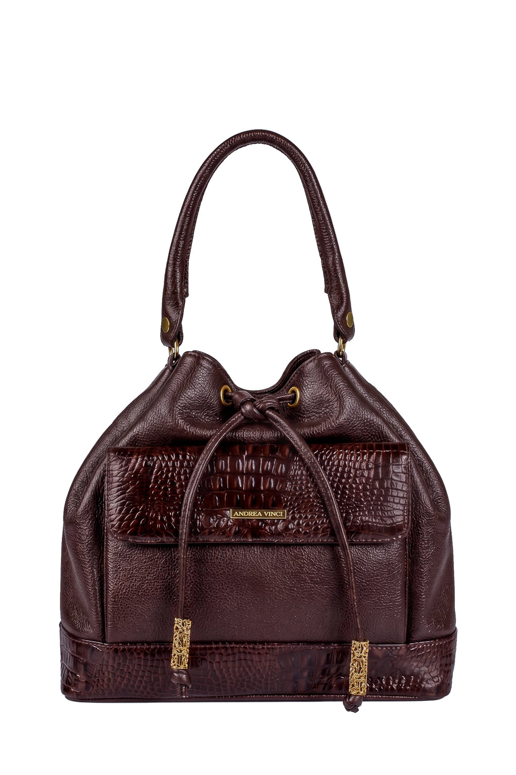 Bolsa saco em couro liso Natasha