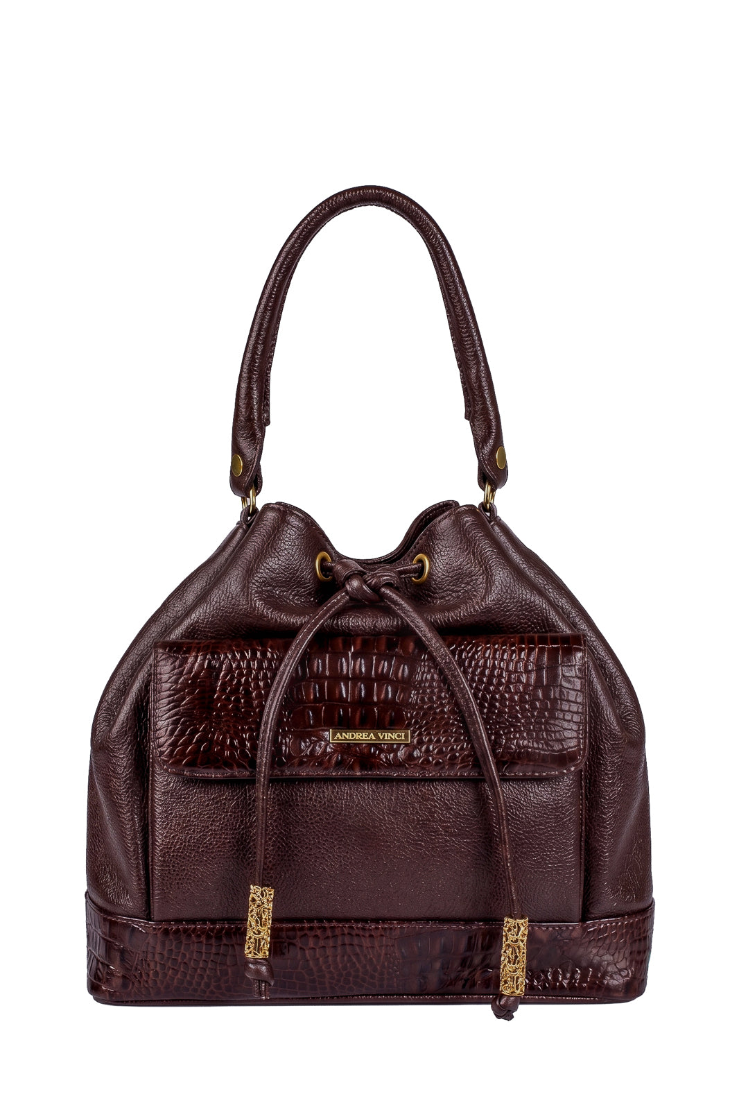 Bolsa saco em couro liso Natasha