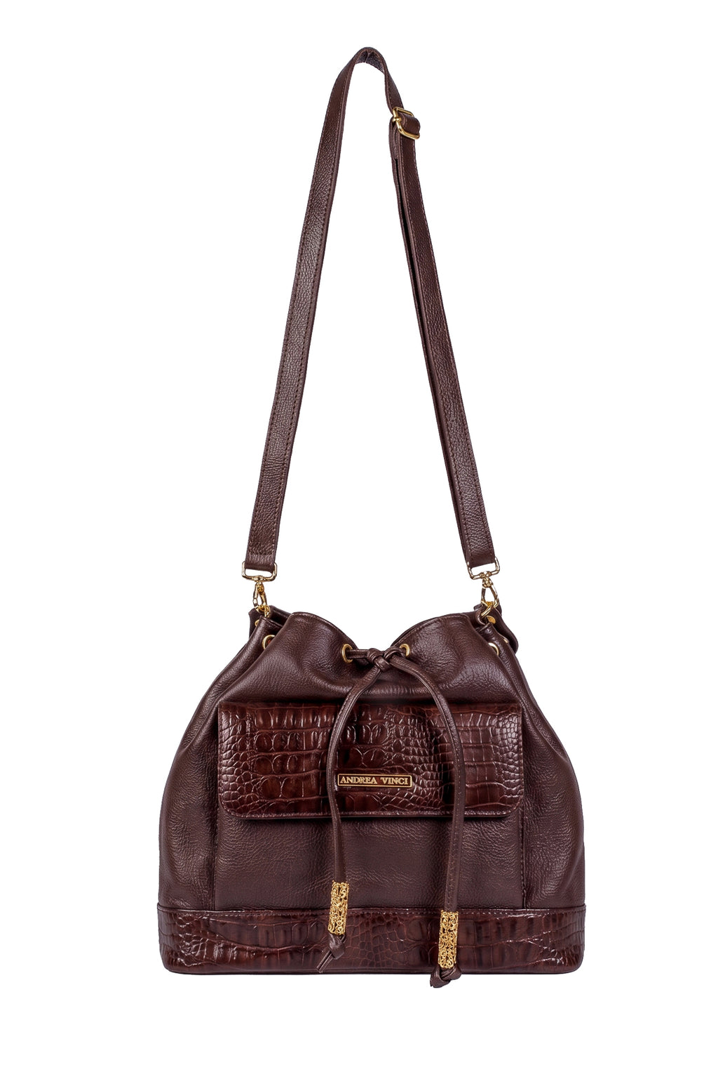 Bolsa saco em couro liso Natasha