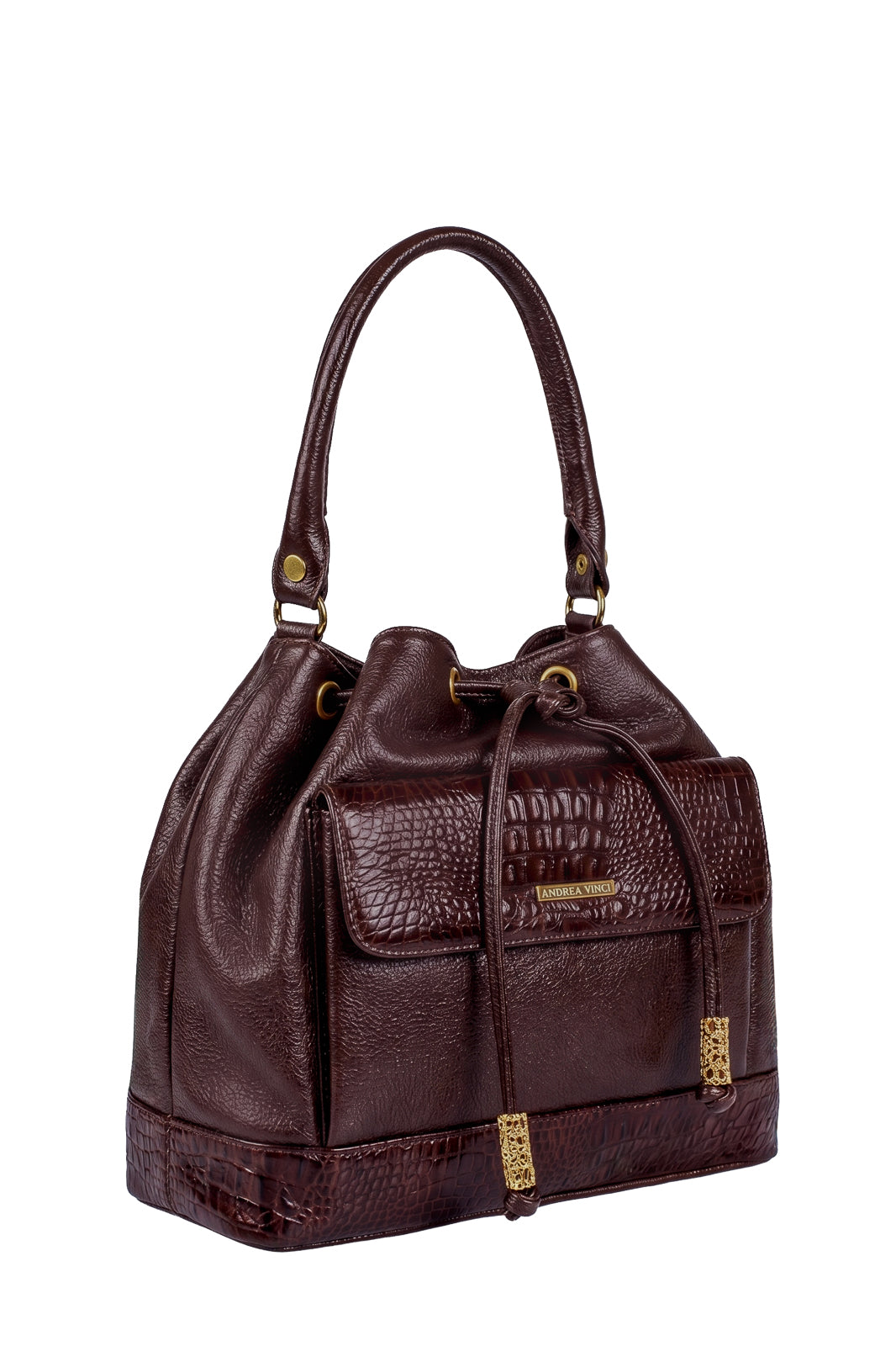Bolsa saco em couro liso Natasha