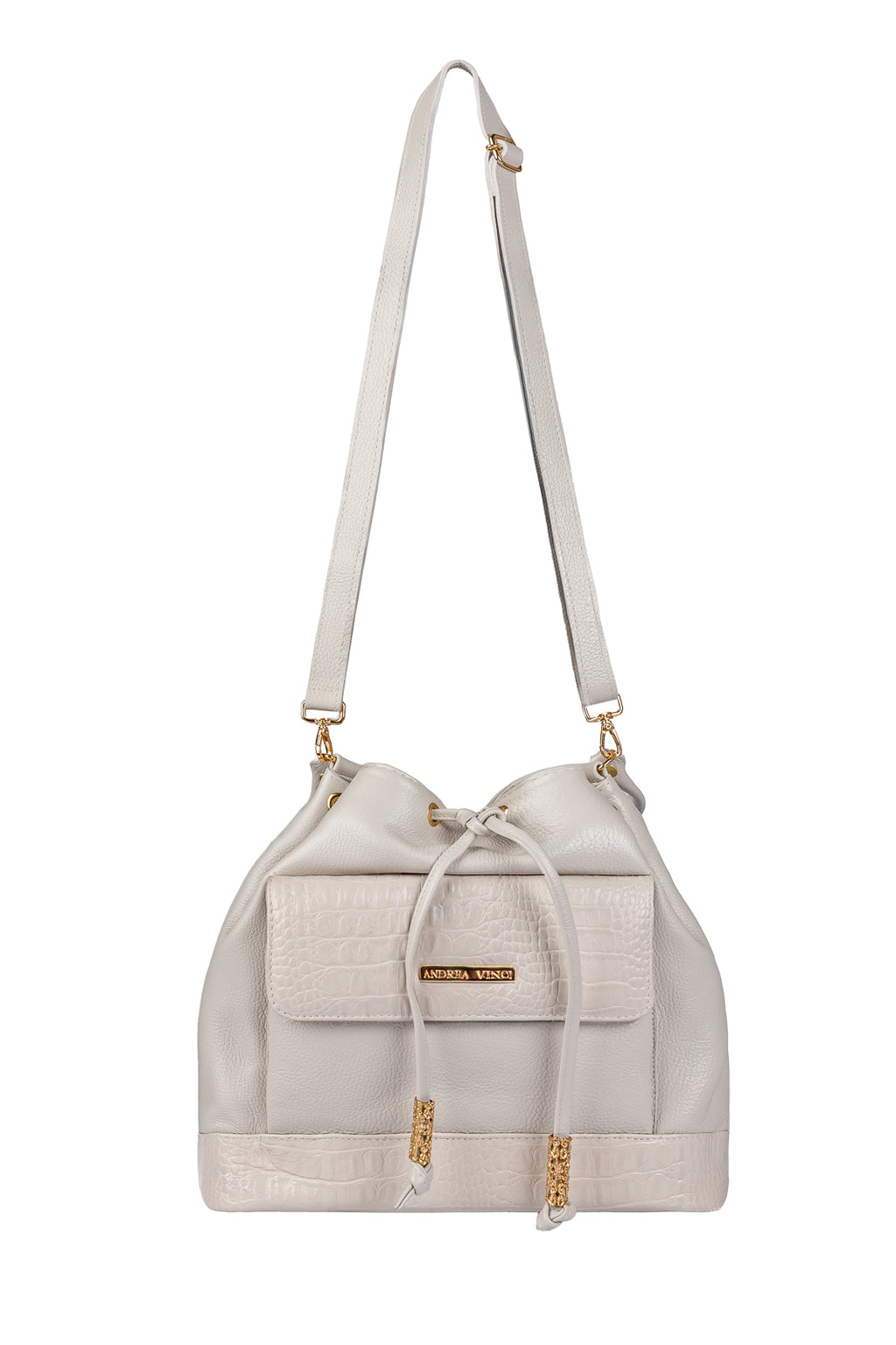 Bolsa saco em couro liso Natasha