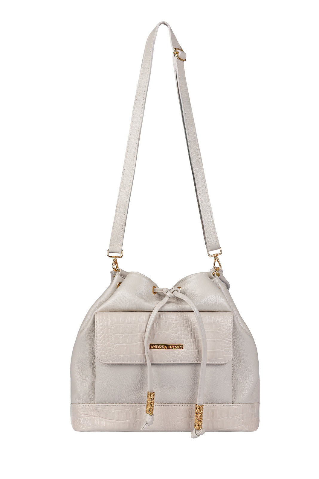 Bolsa saco em couro liso Natasha