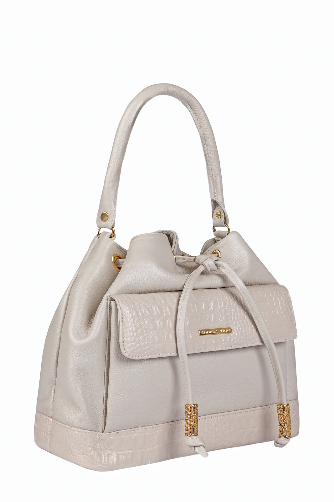 Bolsa saco em couro liso Natasha