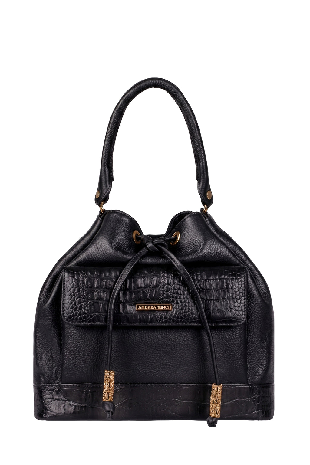 Bolsa saco em couro liso Natasha