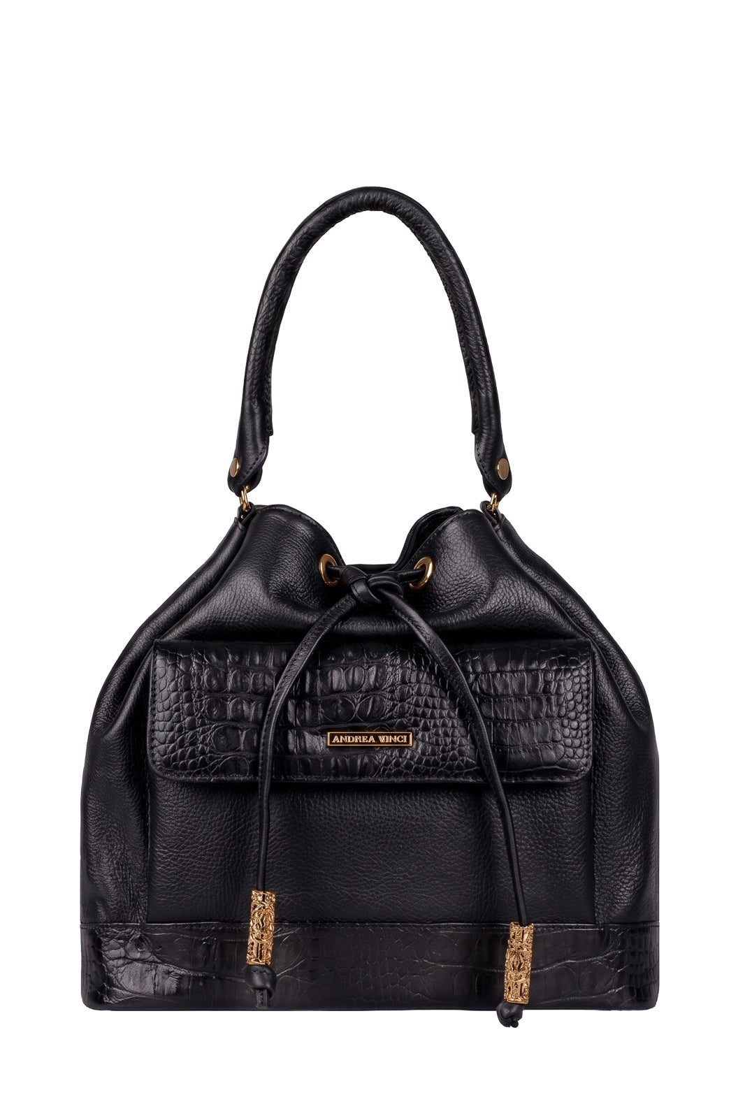 Bolsa saco em couro liso Natasha