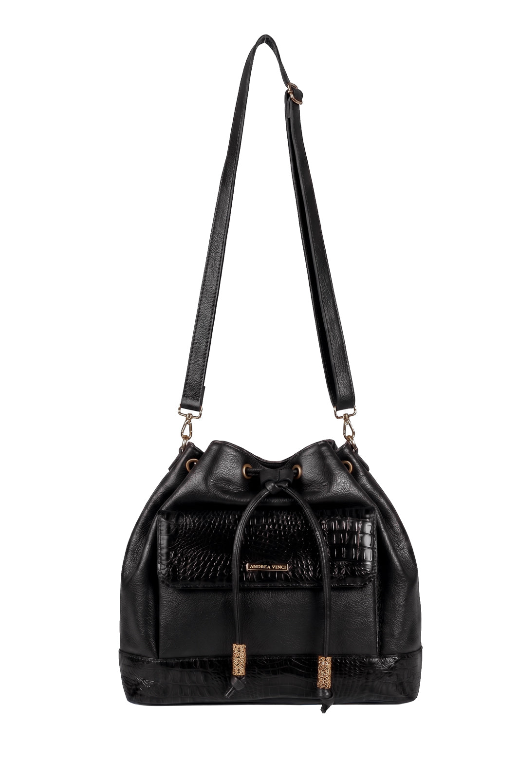 Bolsa saco em couro liso Natasha