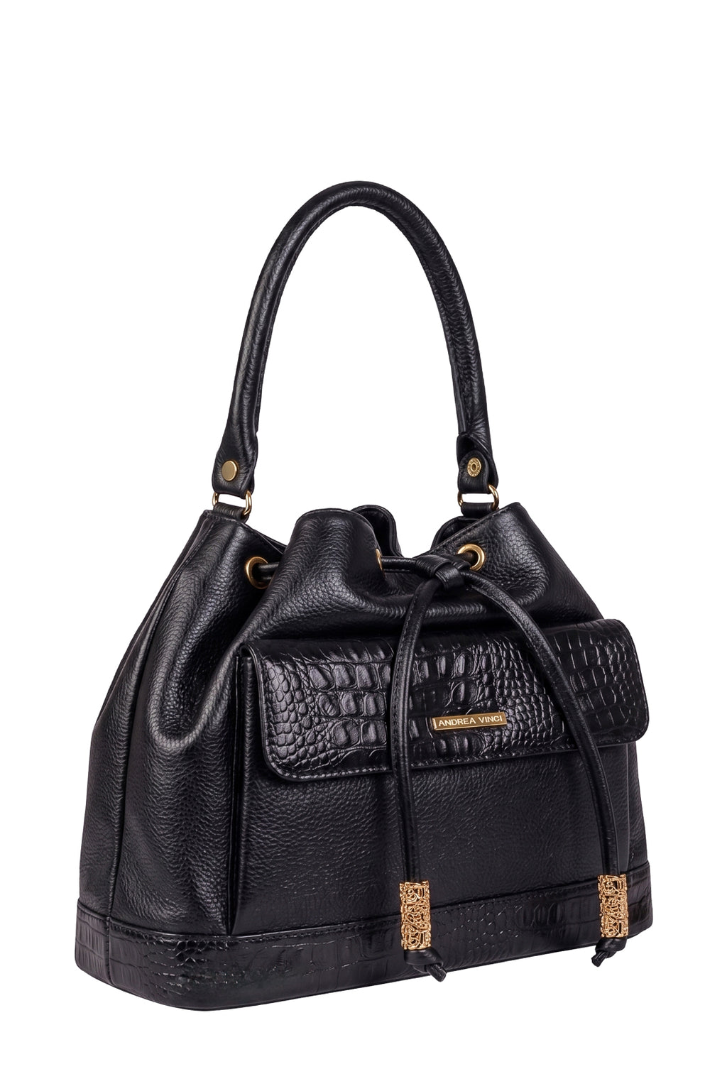 Bolsa saco em couro liso Natasha