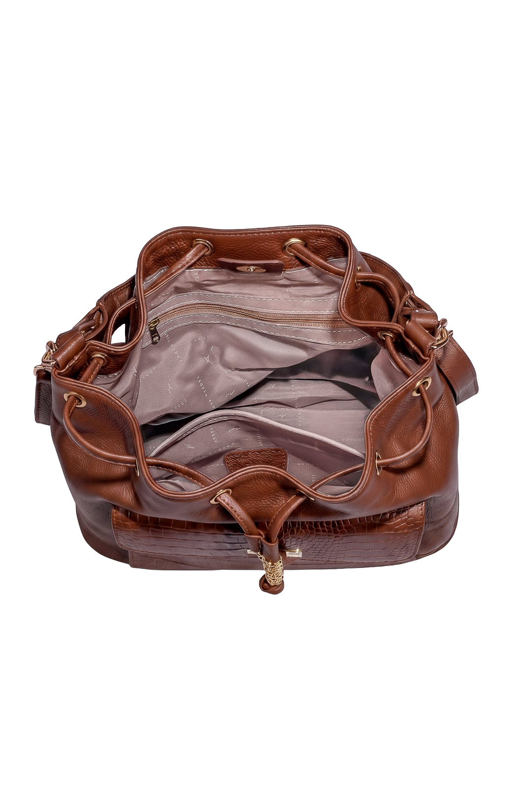 Bolsa saco em couro liso Natasha