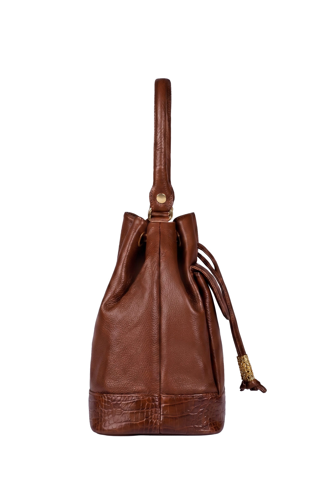 Bolsa saco em couro liso Natasha