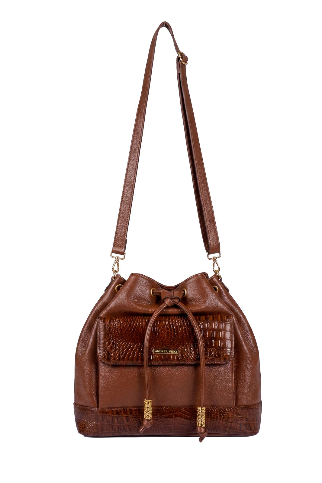 Bolsa saco em couro liso Natasha