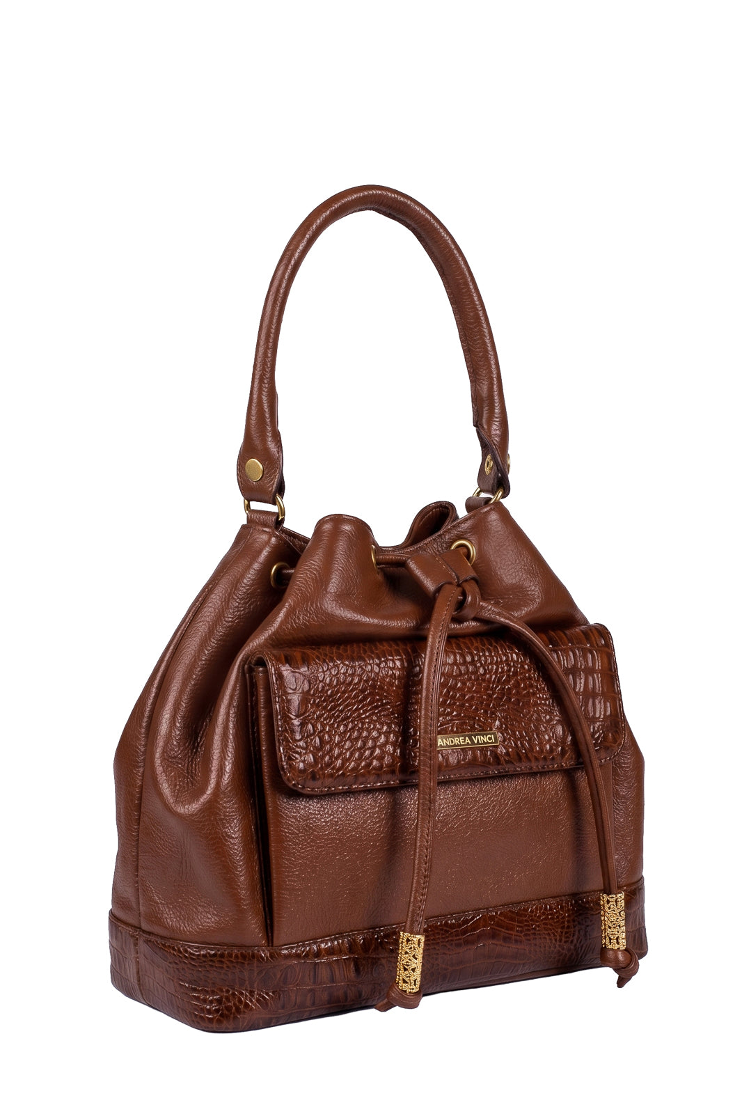 Bolsa saco em couro liso Natasha