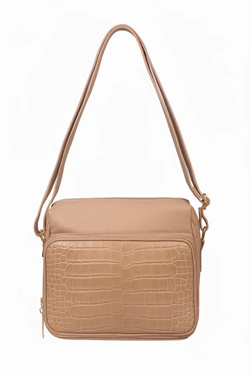 Bolsa de couro croco tiracolo com divisórias Rita - Enluaze