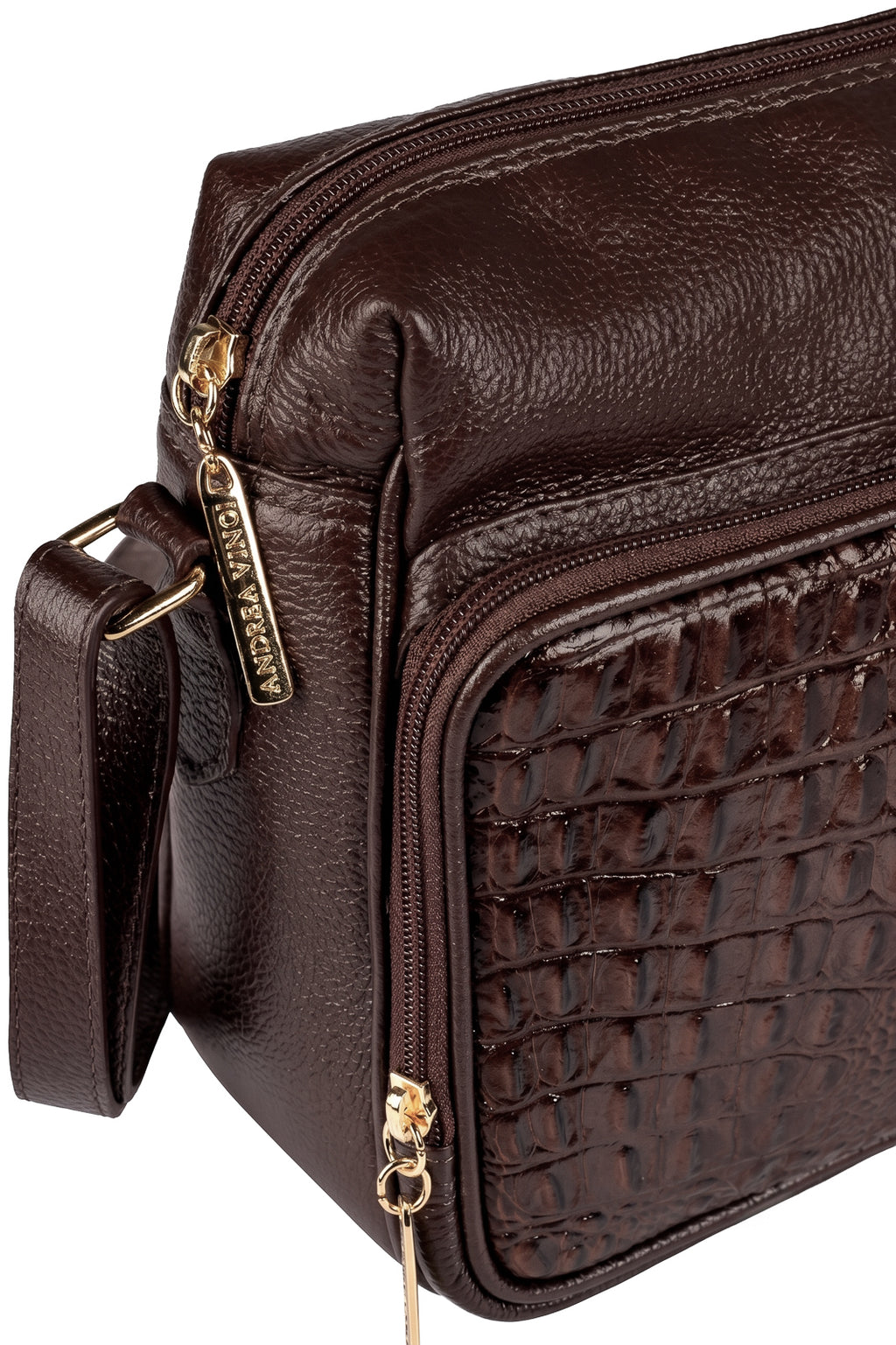 Bolsa de couro croco tiracolo com divisórias Rita