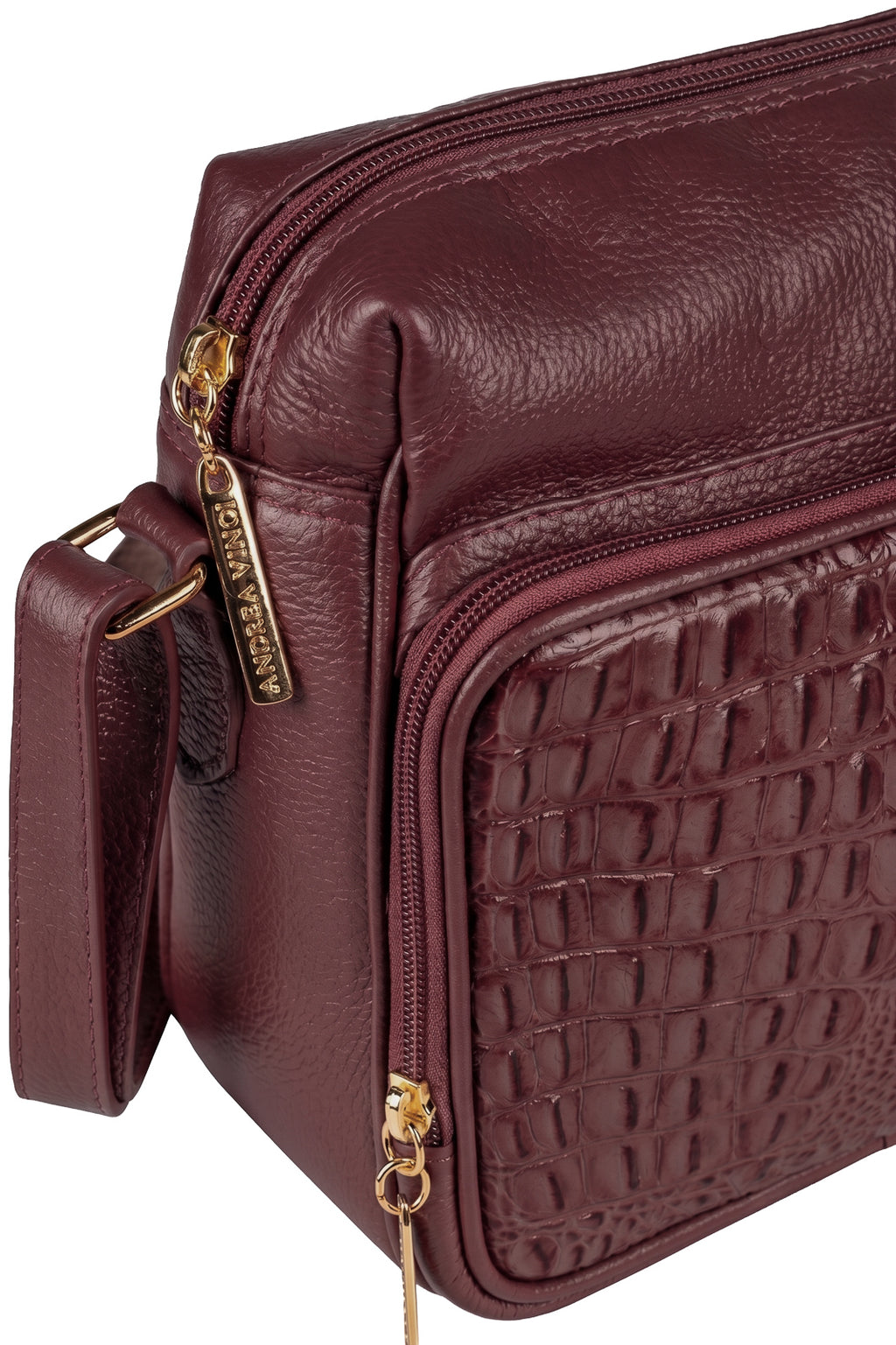 Bolsa de couro croco tiracolo com divisórias Rita