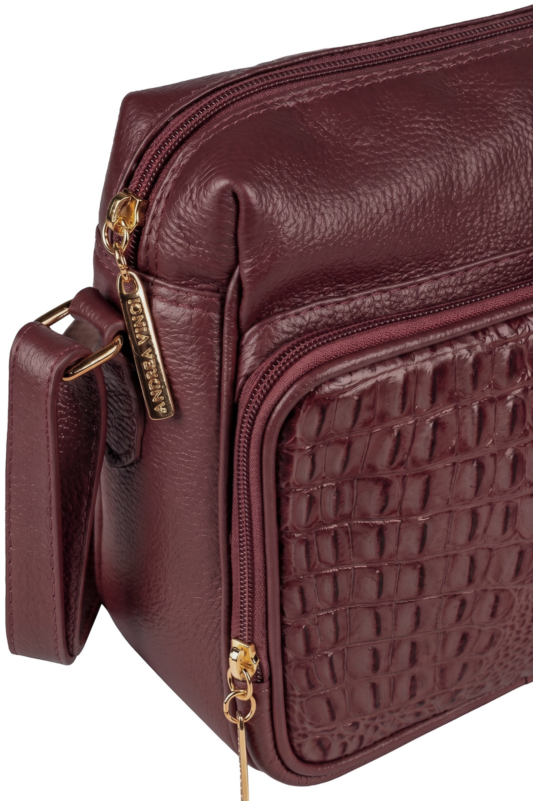 Bolsa de couro croco tiracolo com divisórias Rita
