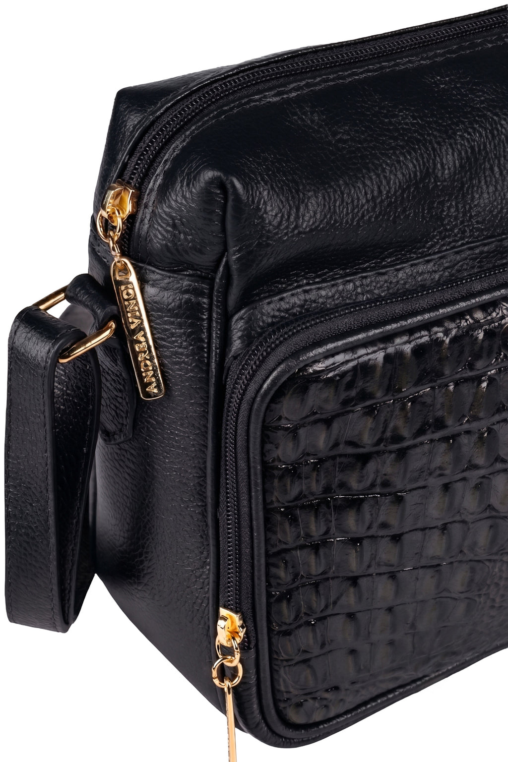 Bolsa de couro croco tiracolo com divisórias Rita