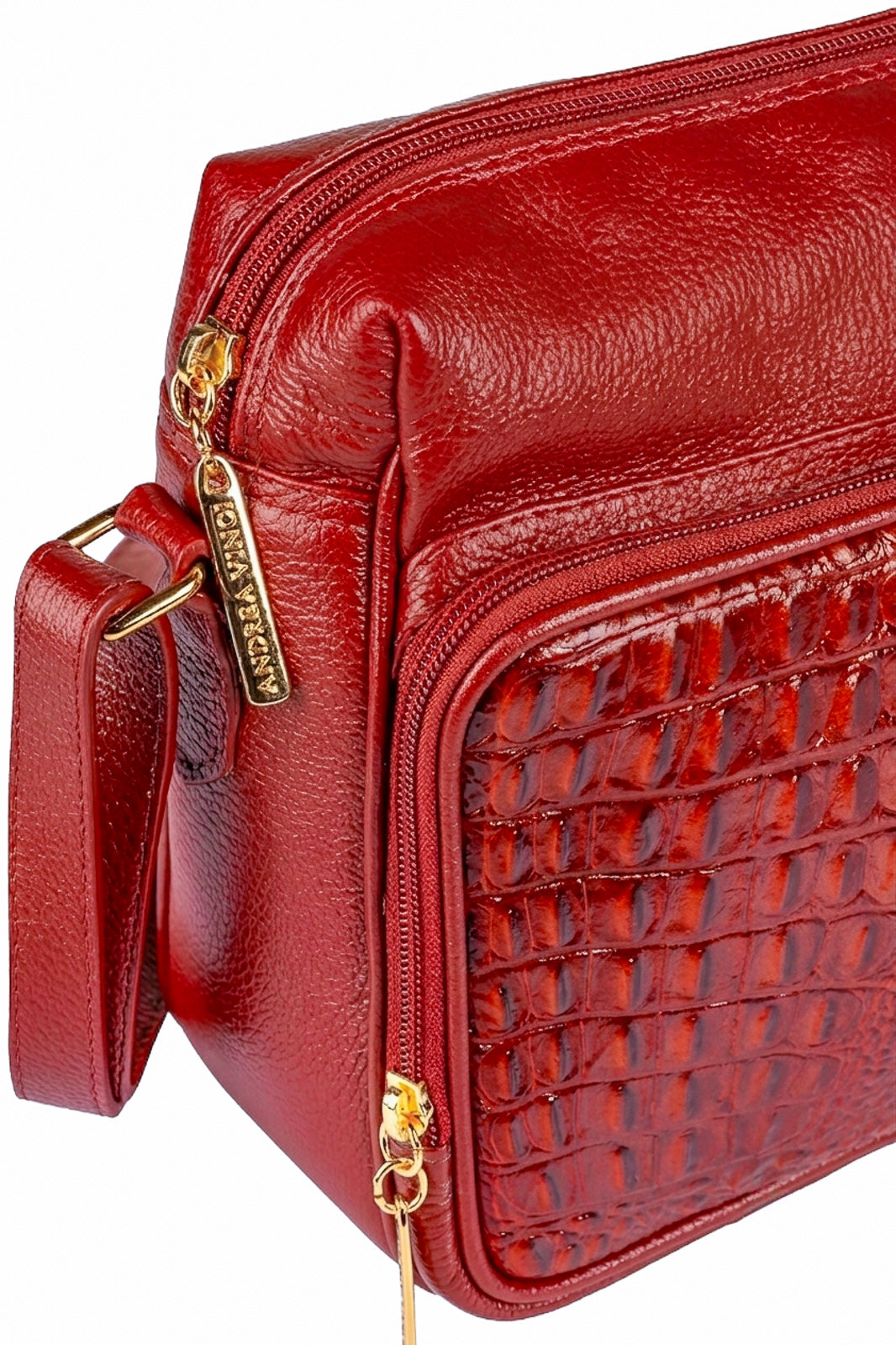 Bolsa de couro croco tiracolo com divisórias Rita